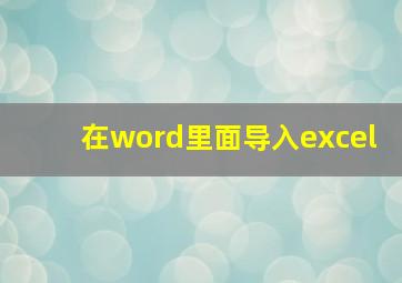 在word里面导入excel