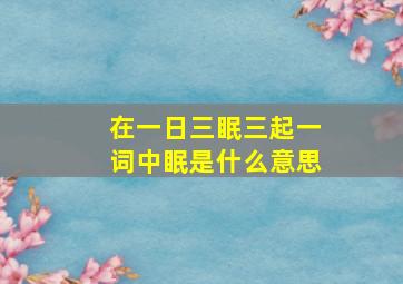 在一日三眠三起一词中眠是什么意思