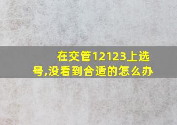 在交管12123上选号,没看到合适的怎么办