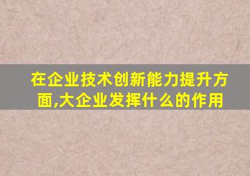 在企业技术创新能力提升方面,大企业发挥什么的作用