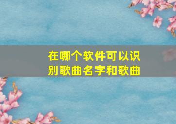 在哪个软件可以识别歌曲名字和歌曲