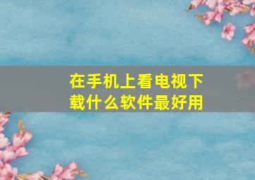 在手机上看电视下载什么软件最好用