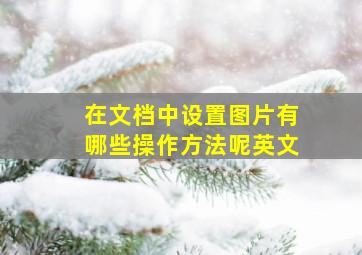 在文档中设置图片有哪些操作方法呢英文