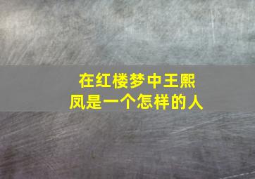 在红楼梦中王熙凤是一个怎样的人