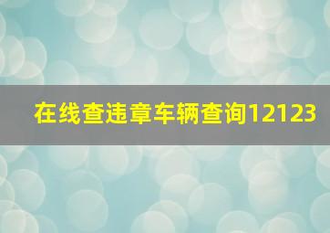 在线查违章车辆查询12123