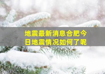 地震最新消息合肥今日地震情况如何了呢