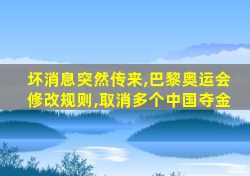 坏消息突然传来,巴黎奥运会修改规则,取消多个中国夺金