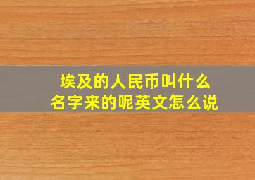 埃及的人民币叫什么名字来的呢英文怎么说