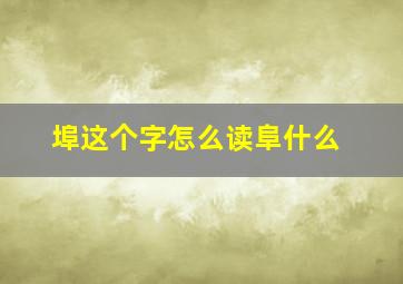 埠这个字怎么读阜什么