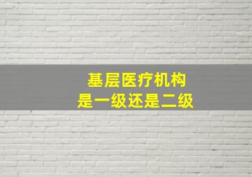 基层医疗机构是一级还是二级