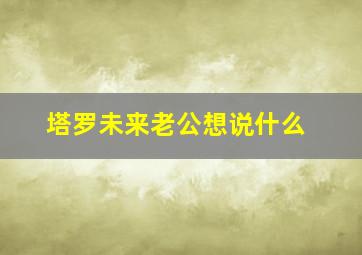 塔罗未来老公想说什么