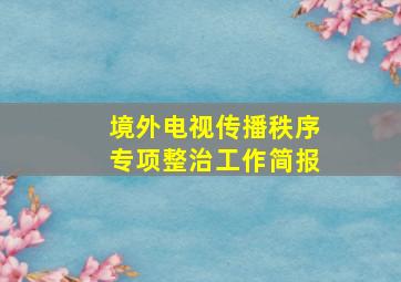 境外电视传播秩序专项整治工作简报