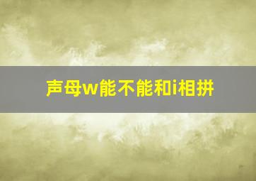 声母w能不能和i相拼