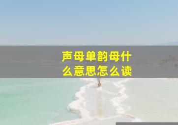 声母单韵母什么意思怎么读