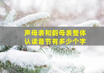 声母表和韵母表整体认读音节有多少个字