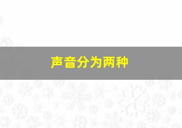 声音分为两种