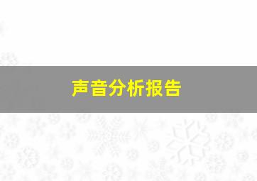 声音分析报告