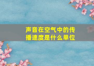 声音在空气中的传播速度是什么单位