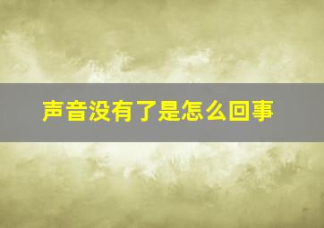 声音没有了是怎么回事