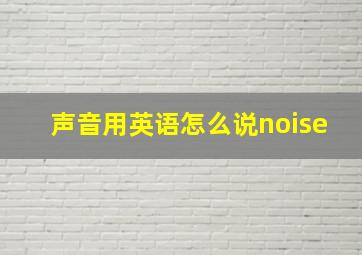 声音用英语怎么说noise