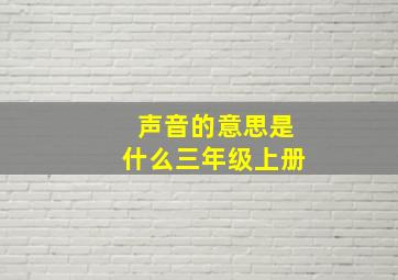 声音的意思是什么三年级上册