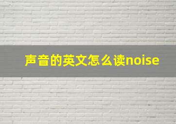 声音的英文怎么读noise