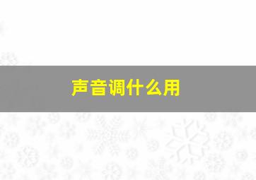 声音调什么用