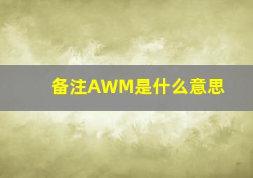 备注AWM是什么意思