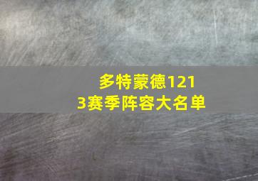 多特蒙德1213赛季阵容大名单