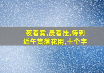 夜看雾,晨看挂,待到近午赏落花用,十个字