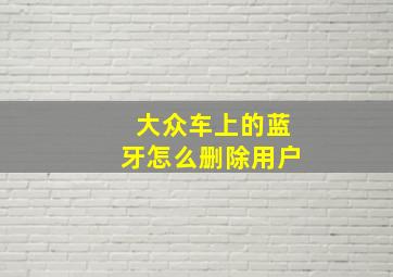 大众车上的蓝牙怎么删除用户