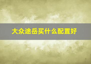 大众途岳买什么配置好