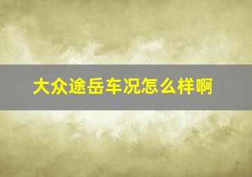 大众途岳车况怎么样啊