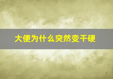 大便为什么突然变干硬