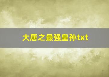 大唐之最强皇孙txt