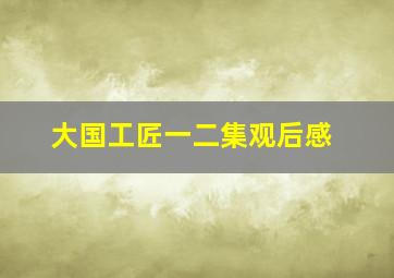 大国工匠一二集观后感