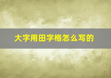 大字用田字格怎么写的