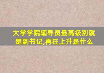 大学学院辅导员最高级别就是副书记,再往上升是什么