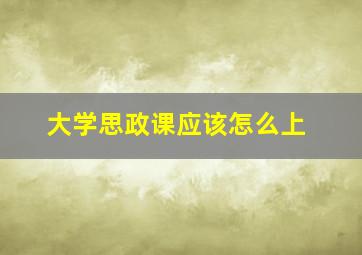 大学思政课应该怎么上