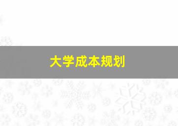 大学成本规划