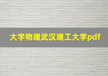 大学物理武汉理工大学pdf