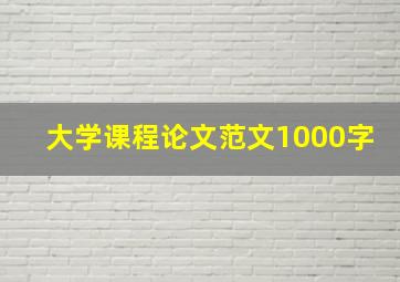 大学课程论文范文1000字