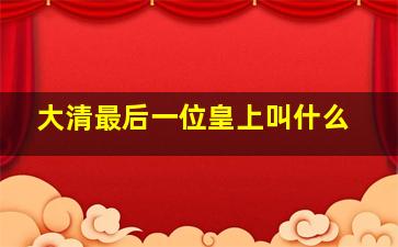 大清最后一位皇上叫什么