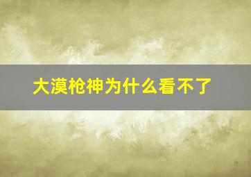 大漠枪神为什么看不了