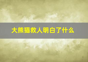 大熊猫救人明白了什么