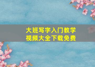 大班写字入门教学视频大全下载免费