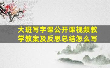 大班写字课公开课视频教学教案及反思总结怎么写