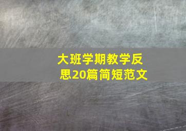 大班学期教学反思20篇简短范文