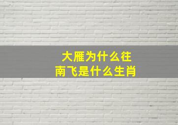 大雁为什么往南飞是什么生肖