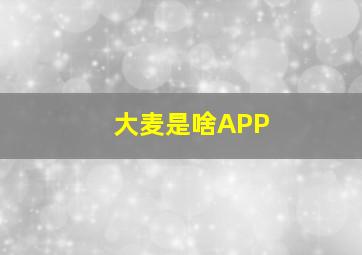 大麦是啥APP